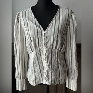 Love Sadie boho Button-Down Striped Blouse nwot large